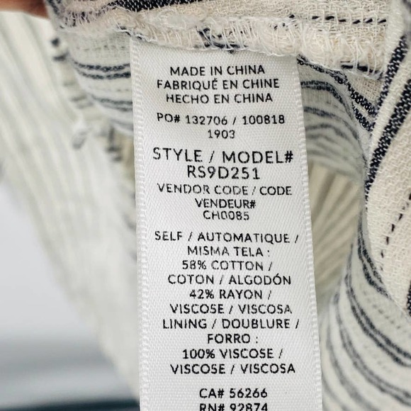 Splendid Tie Waist Midi Dress Asymmetrical Hem Size Extra Large Cream Black - Picture 9 of 10